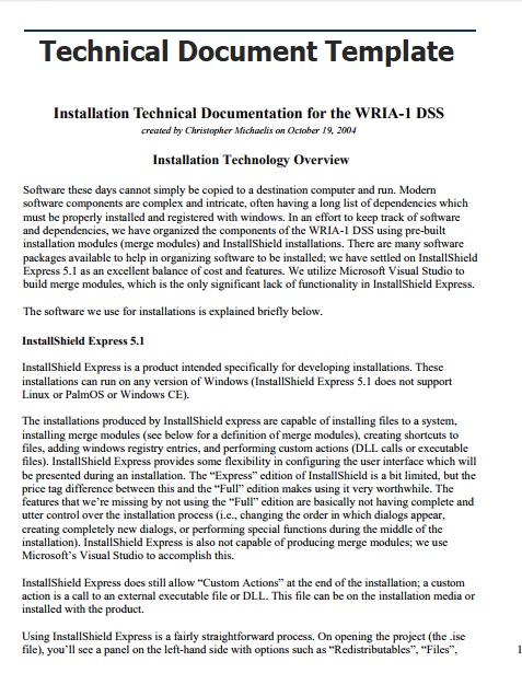 Application Technical Documentation Template Docs