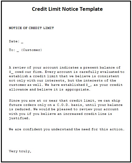 Credit Limit Notice Templates 11 Free Word PDF Excel Formats