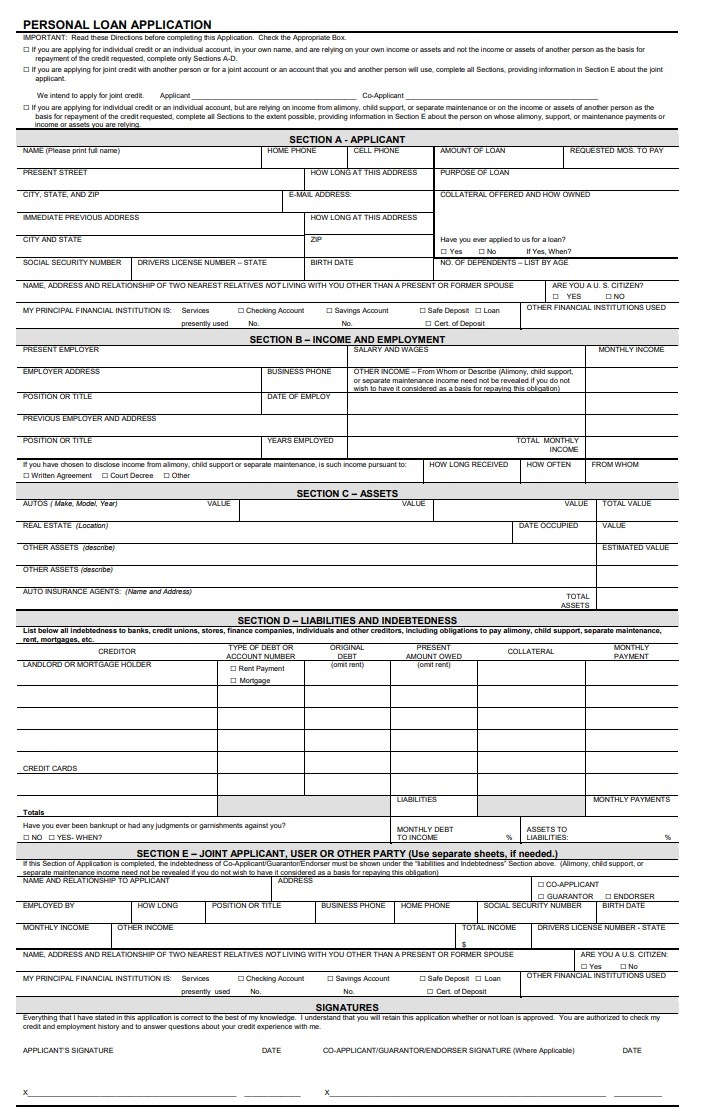 Loan Application Forms | 12+ Free Printable Word, Excel & PDF Formats ...