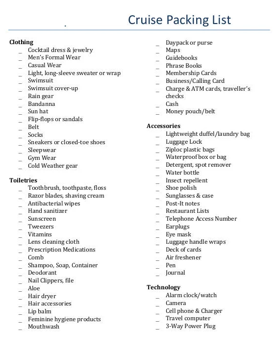 Packing List Templates | 10+ Free Printable Word, Excel & PDF Formats