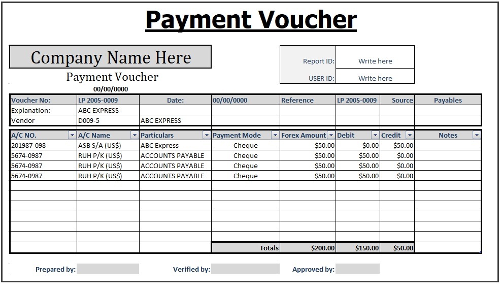 Excel Payment Template Gambaran