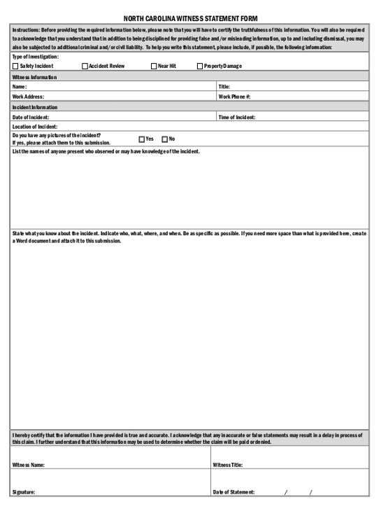 Witness Statement Form | 11+ Free Printable Word & PDF Templates ...