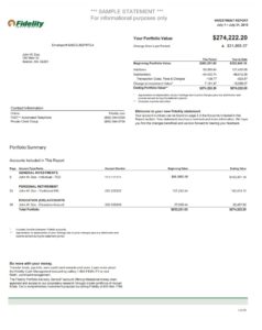Statement of Investment Account Template | Sample Formats